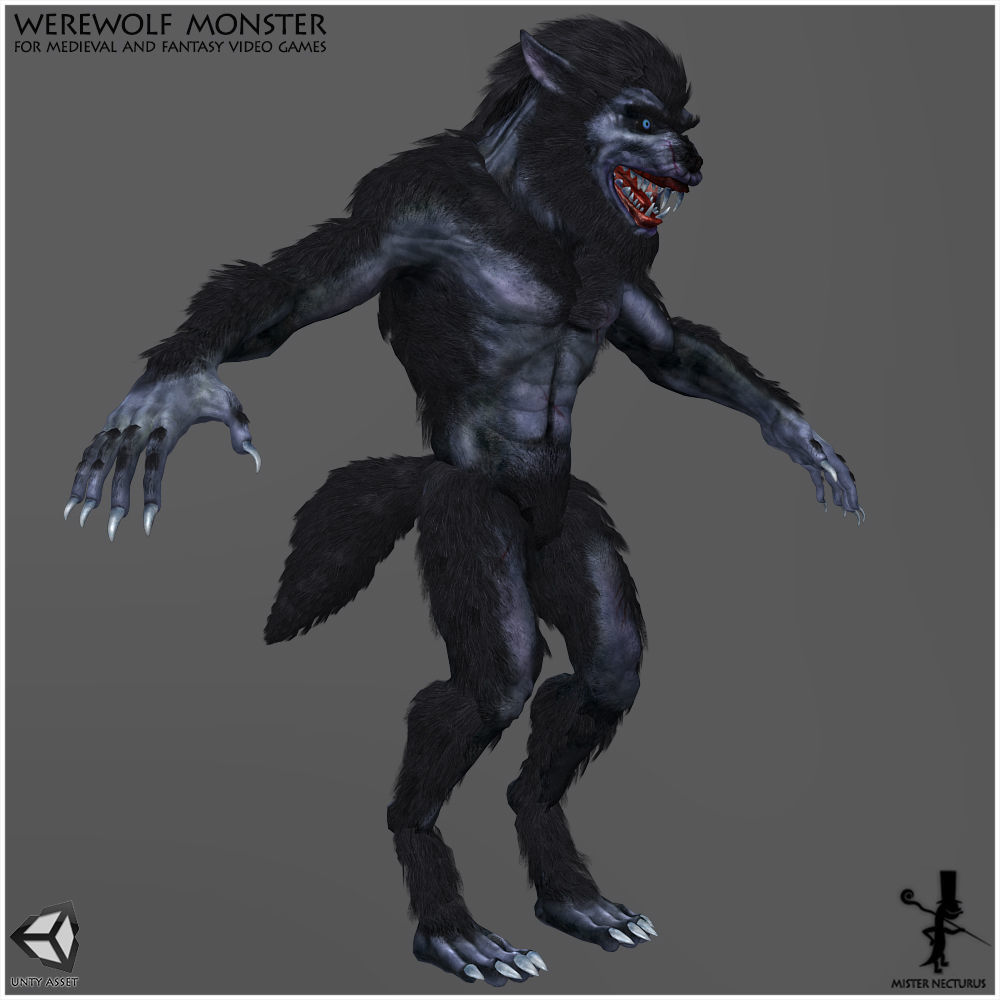 Animated Werewolf Low-poly 3D model_7