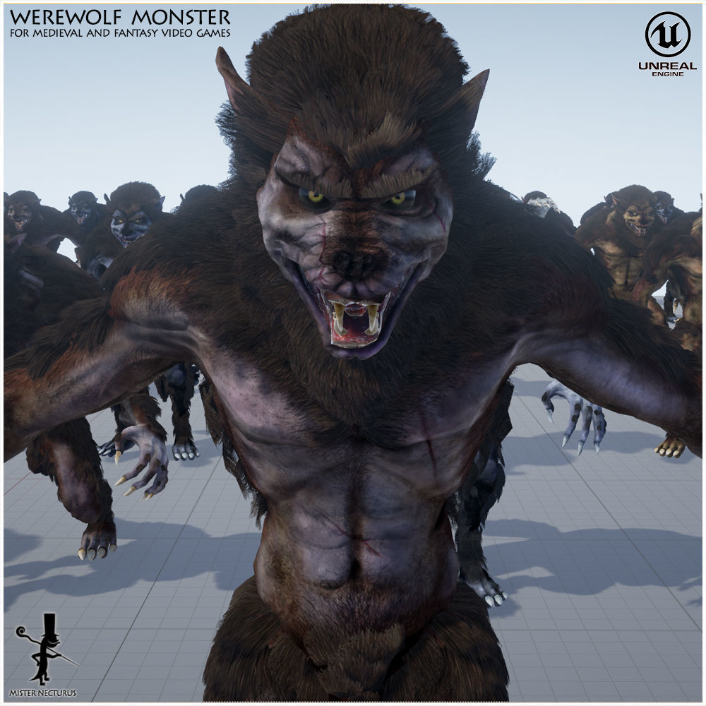 Animated Werewolf Low-poly 3D model_19