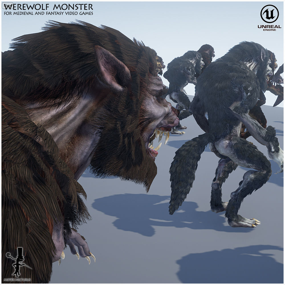 Animated Werewolf Low-poly 3D model_18