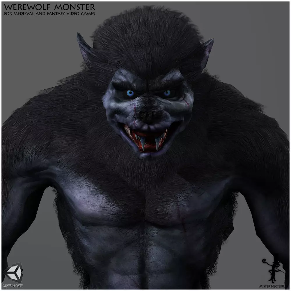 Animated Werewolf Low-poly 3D model_0