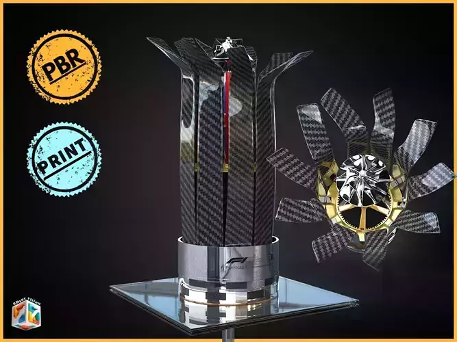 F1 British GP Carbon Award Trophy - Cinematic - 3D Print