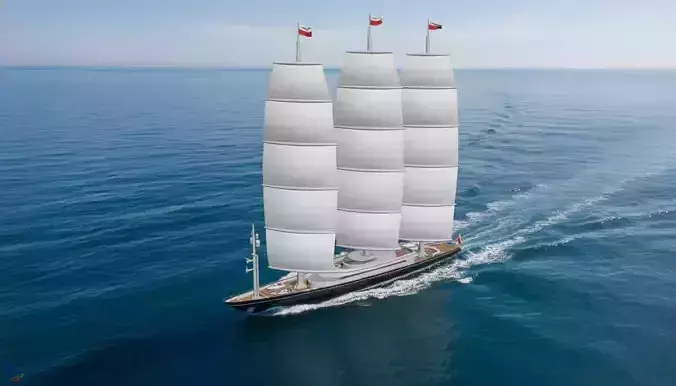 giant sailing superyacht 3D model
