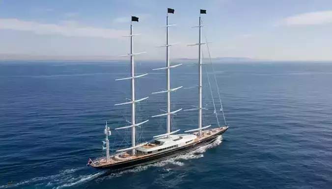 A modern three-masted barque superyacht 3D model