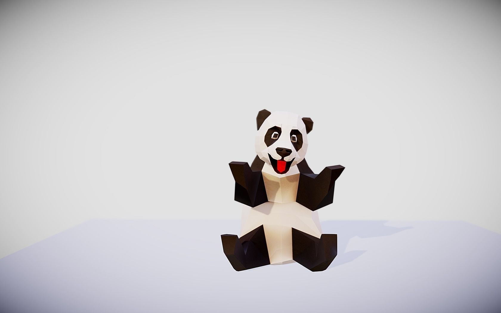 Giant Panda Low-poly 3D model_5