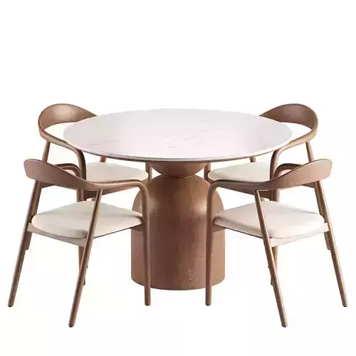 Noris Fabric Dining Chair and Sigrid Dining Table