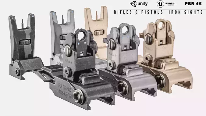 Rifles And Pistols Iron Sights pack Low-poly 3D model