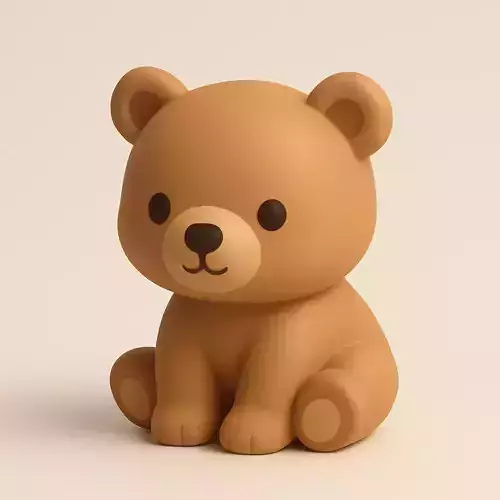 Simple Bear Cub Sitting Chibi Figurine