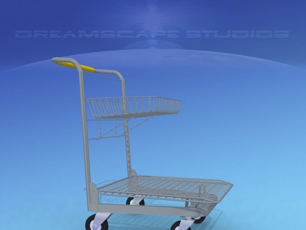 Wire Shopping Cart 3D model_2