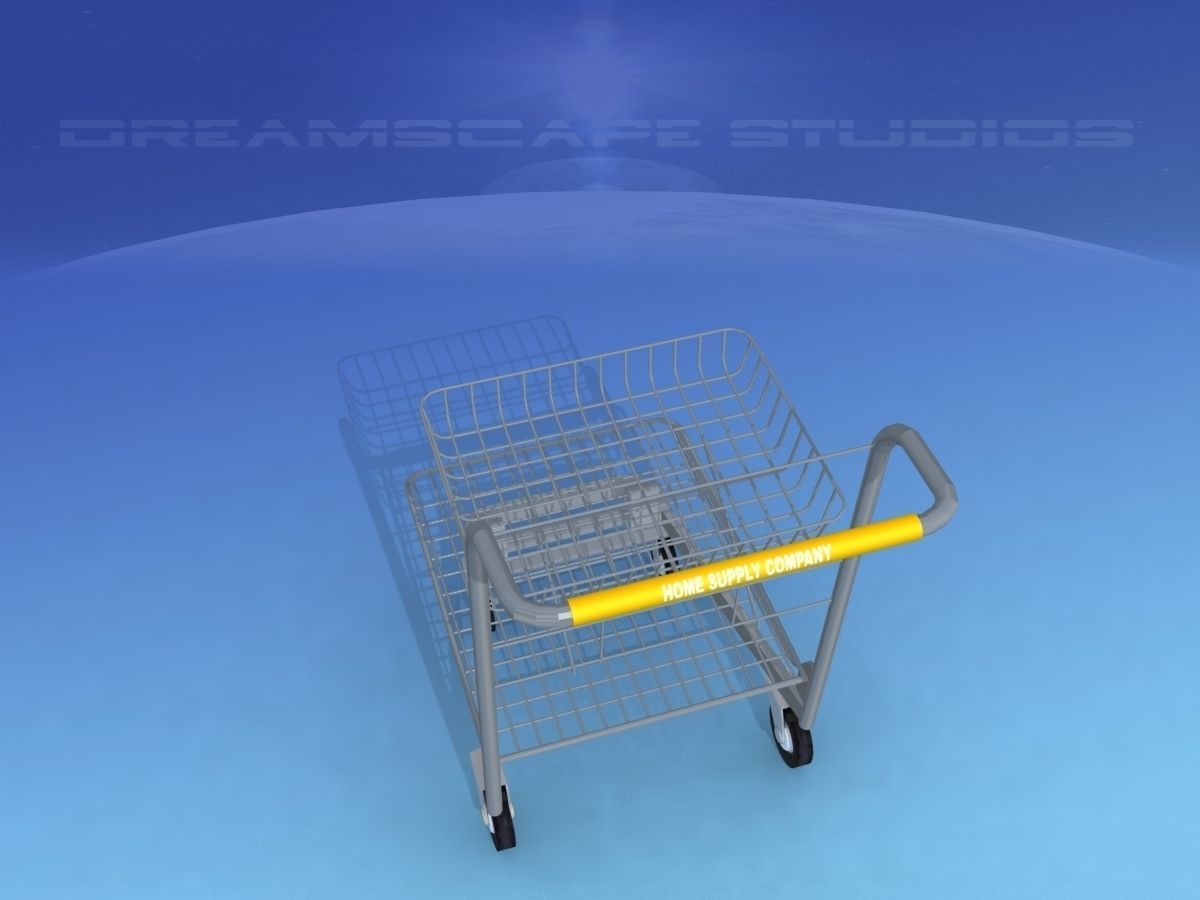 Wire Shopping Cart 3D model_10