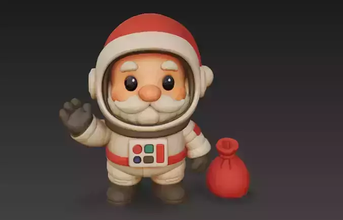 Astronaut Santa Claus Space Christmas Character 3D Model