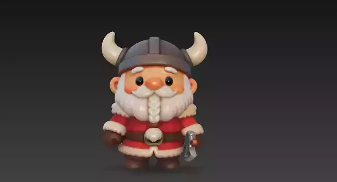 Chibi Viking Santa Claus Norse Christmas Character 3D Model