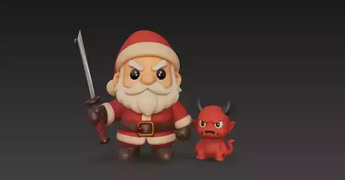 Demon Slayer Santa Claus Warrior with Demon Companion 3D Model