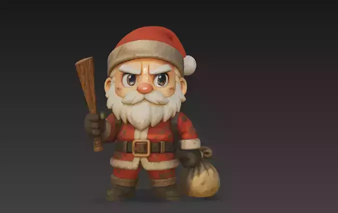 Post-Apocalyptic Survivor Santa Claus 3D Character Model