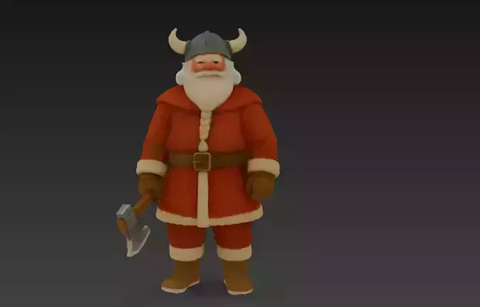 Santa Viking Warrior Christmas Norse Santa 3D Character Model