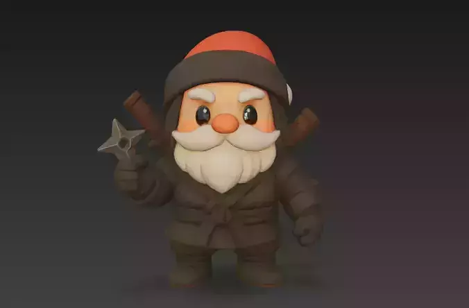 Santa Shadow Ninja  Cute Stealth Ninja Santa 3D Character Model