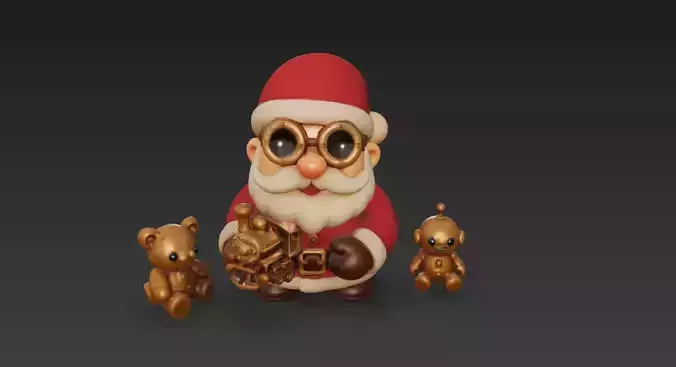 Steampunk Santa Cute Steampunk Santa 3D Character Model