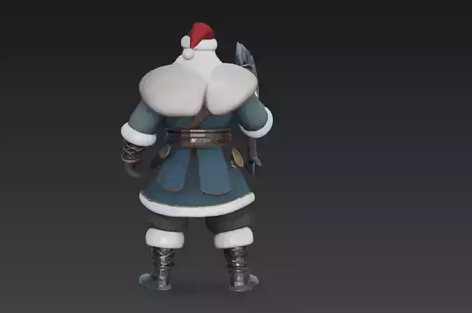 Powerful Viking Santa Warrior Santa Claus 3D Character Model