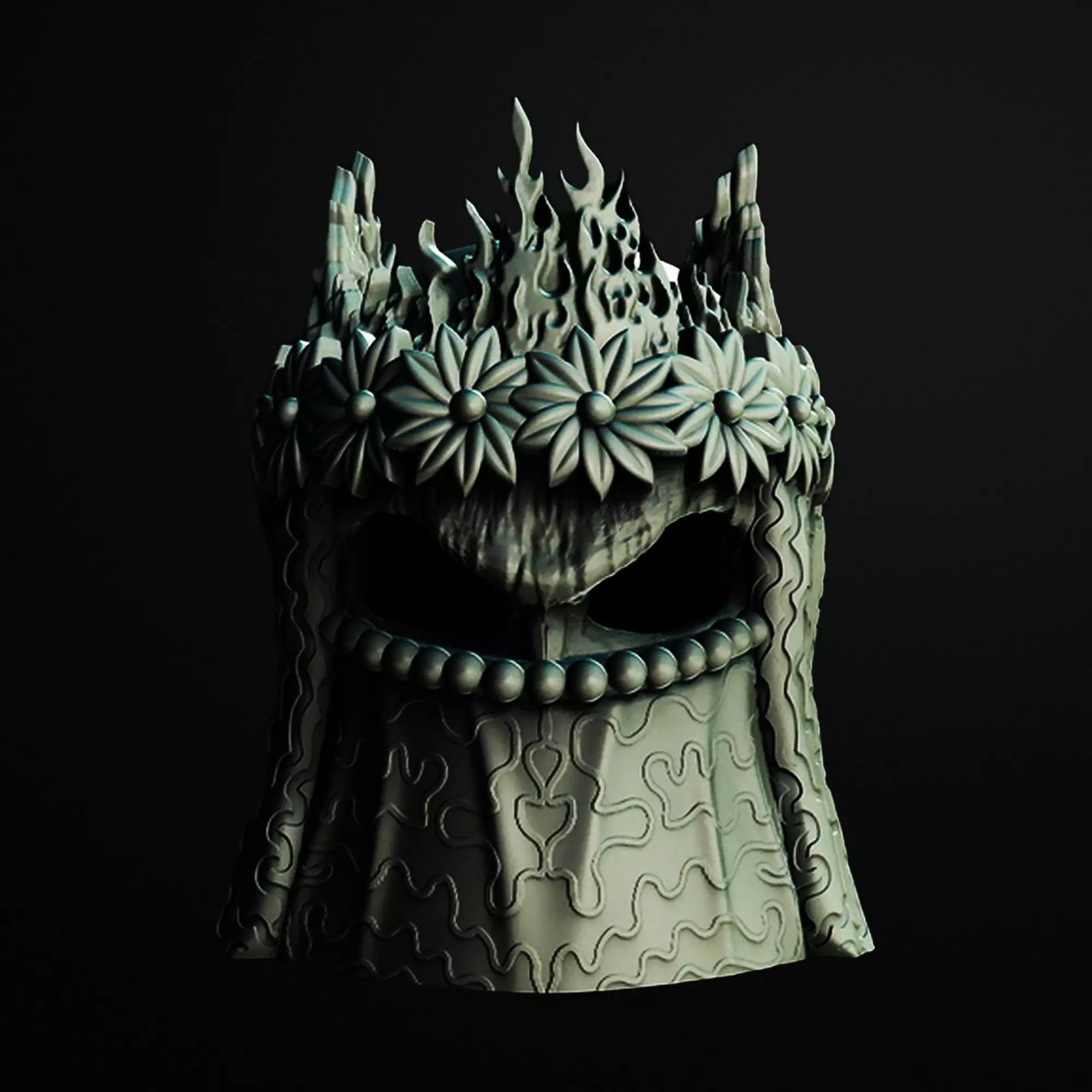 Flower Veil Skull Jar 3D Printable STL File 3D print model