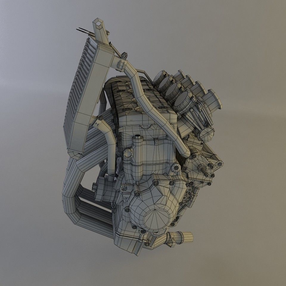 Yamaha r6 Engine 3D model_5