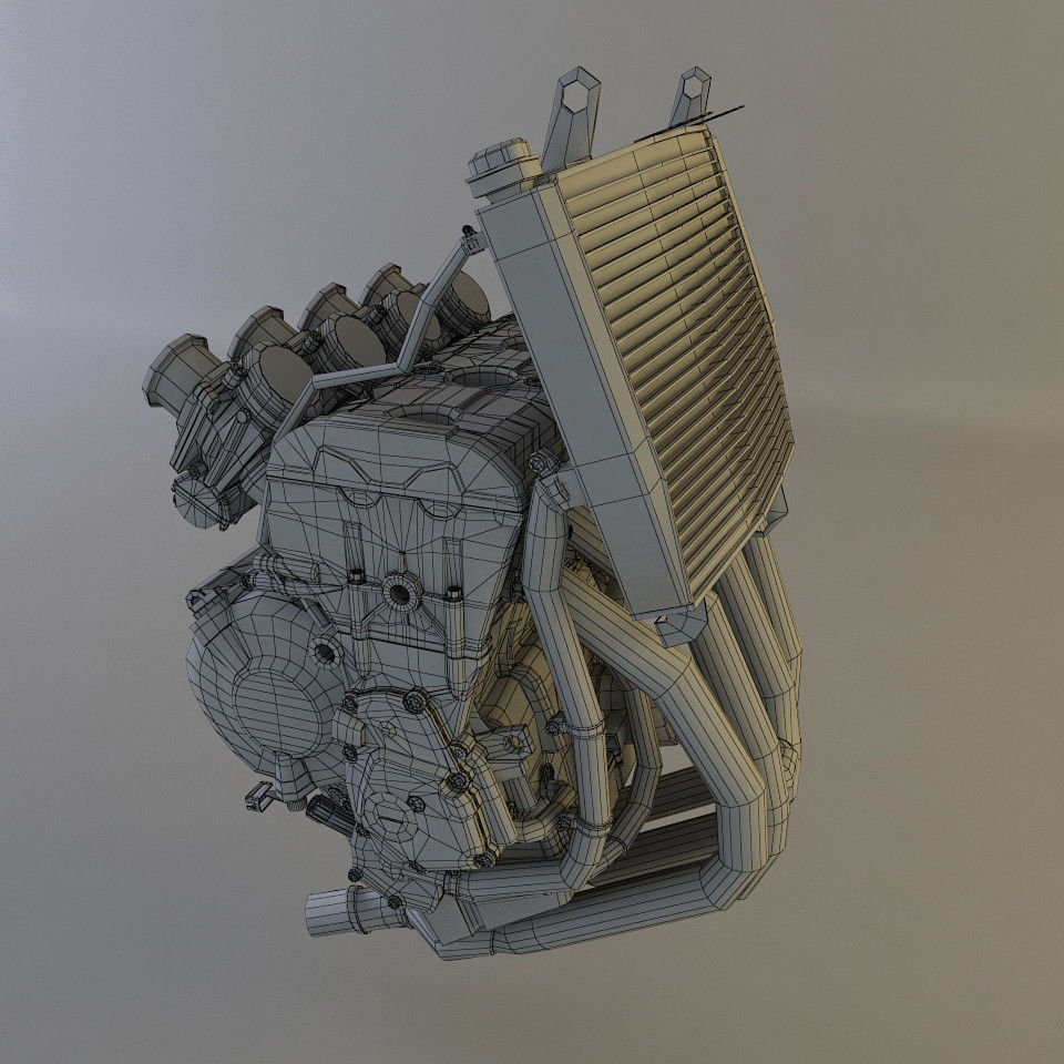 Yamaha r6 Engine 3D model_6