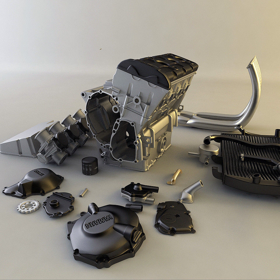 Yamaha r6 Engine 3D model_1