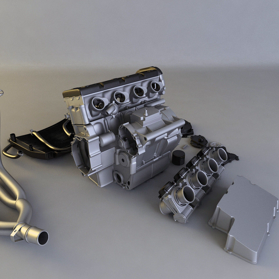Yamaha r6 Engine 3D model_2