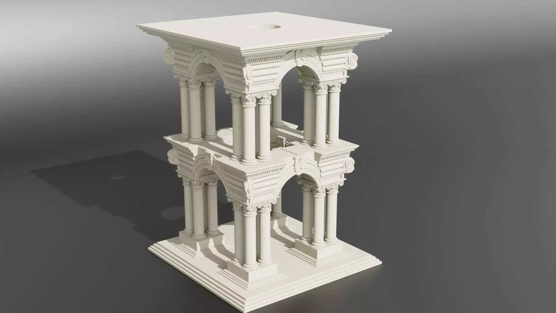 Ornamental Double-Tier Classical Pavilion 3D print model