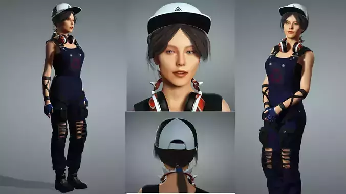 Stylized Female Character with Streetwear Outfit