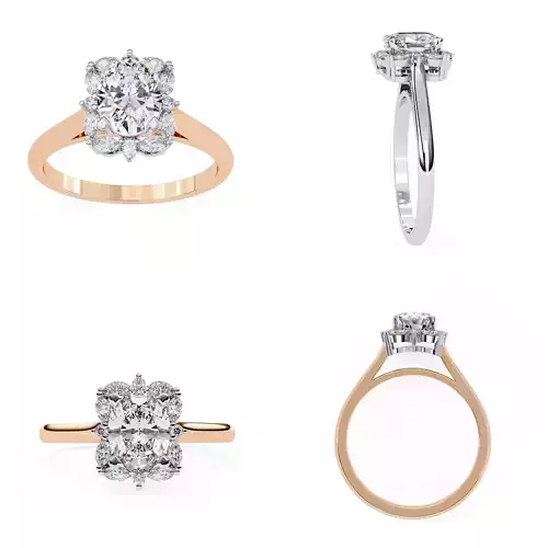 Premium Diamond Cluster Ring CAD Model STL and 3DM Files