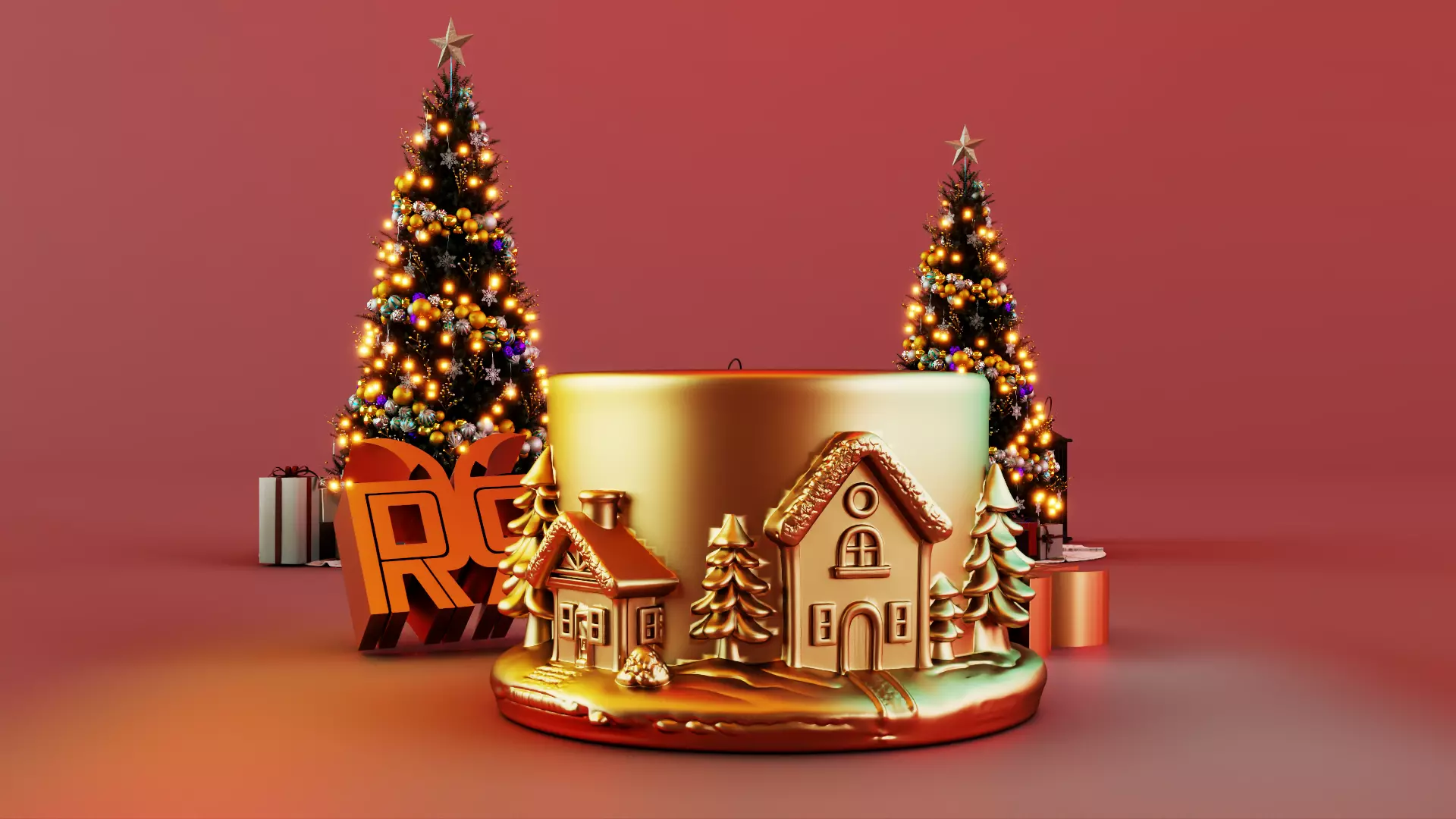 Christmas Snow Village Planter 3D print model