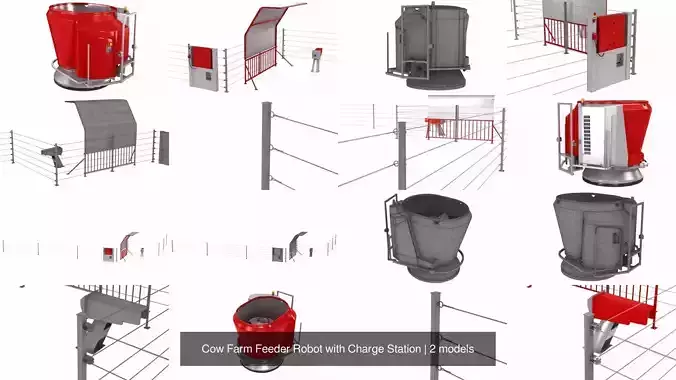 Cow Farm Feeder Robot with Charge Station