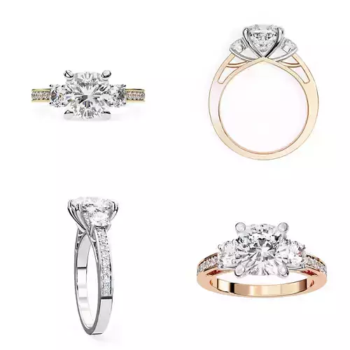 Three-Stone Oval Ring CAD Model STL and 3DM Jewellery Files