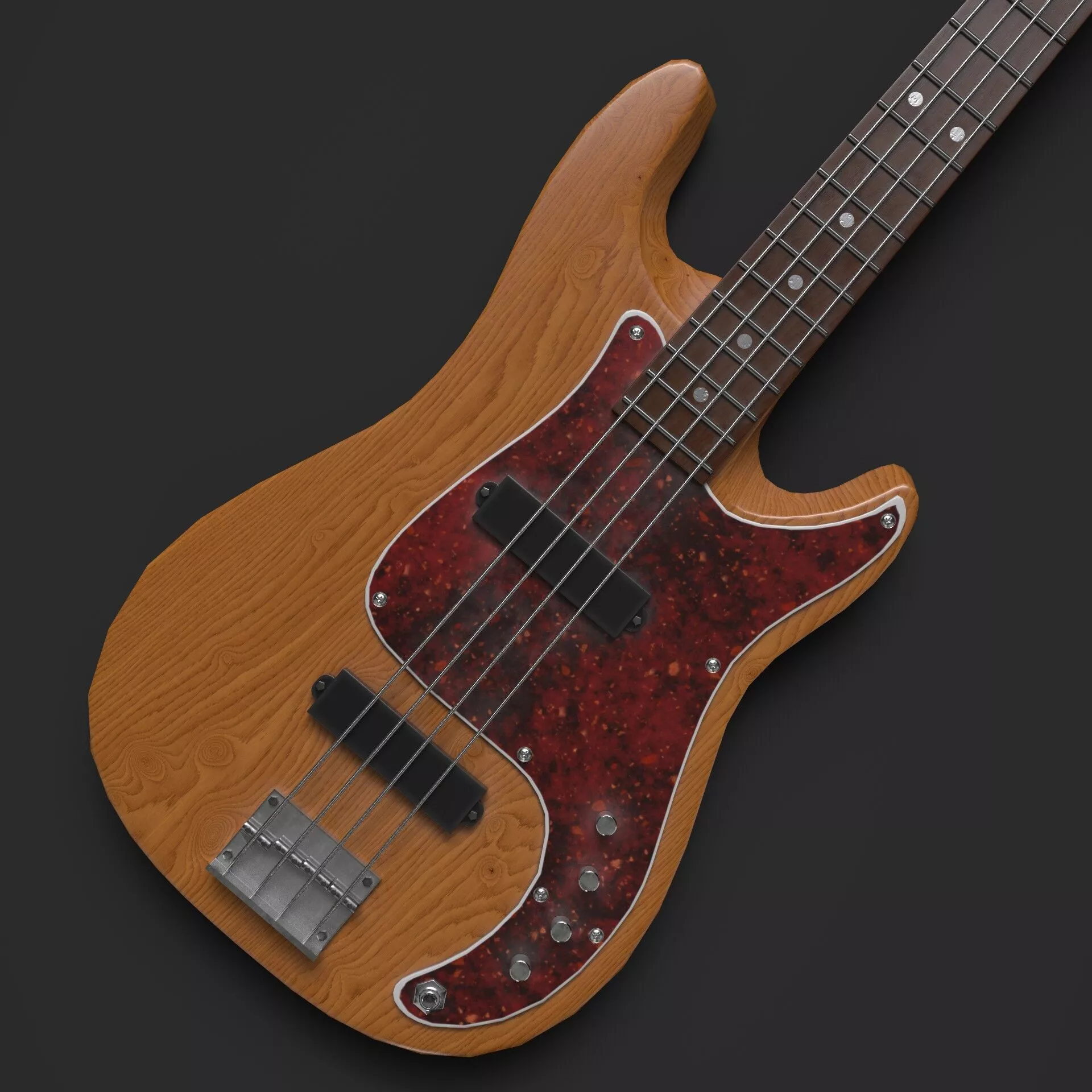 Accurate Bass Guitar Low-poly 3D model