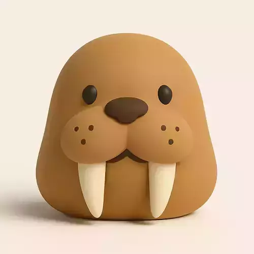 Cute Walrus Head Big Tusks Bust