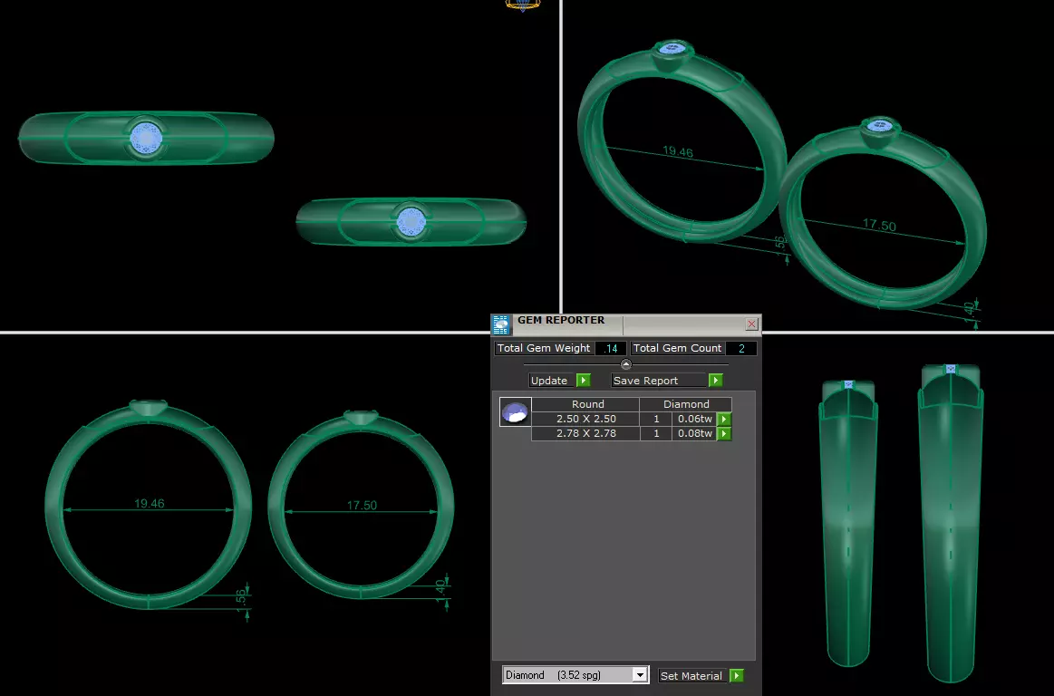 wedding ring engagement ring diamond ring 3D print model