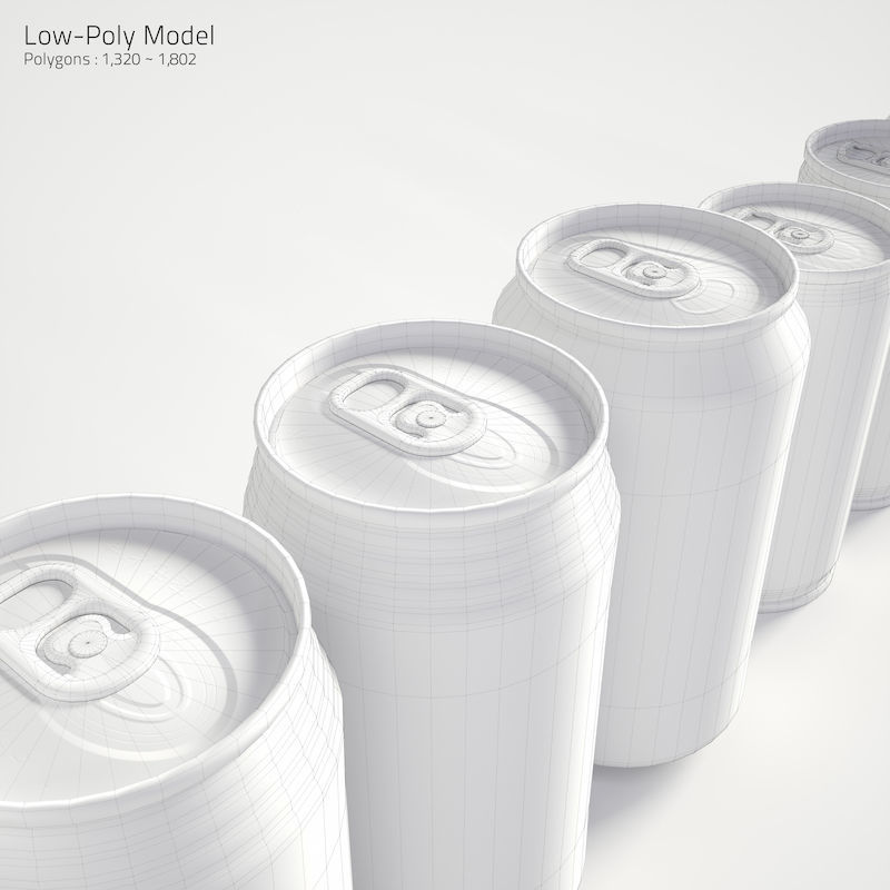 Drink Can - 500ml 350ml 185ml Bottle Low-poly 3D model_3