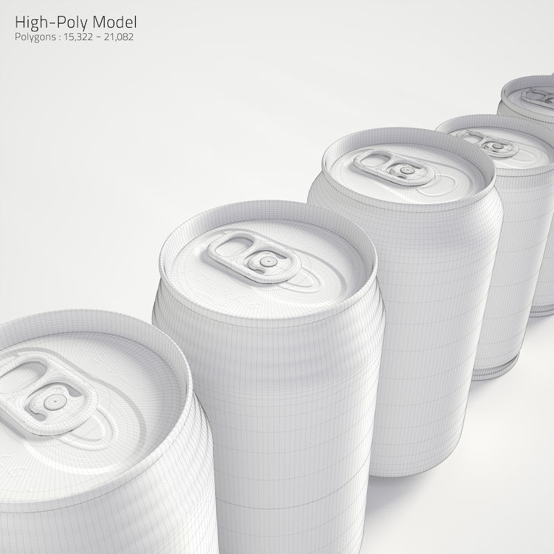 Drink Can - 500ml 350ml 185ml Bottle Low-poly 3D model_2