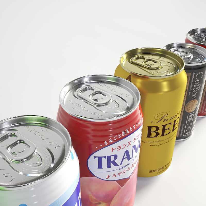 Drink Can - 500ml 350ml 185ml Bottle Low-poly 3D model_1