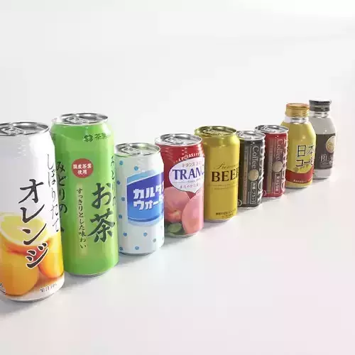 Drink Can - 500ml 350ml 185ml Bottle Low-poly 3D model