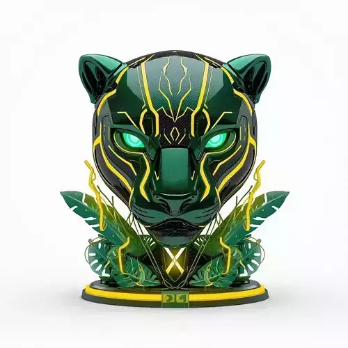 Cyber Jaguar Head Emblem 3D Model Brazil
