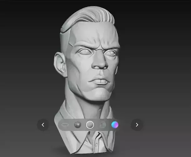 realistic man facial head sculpture details character design