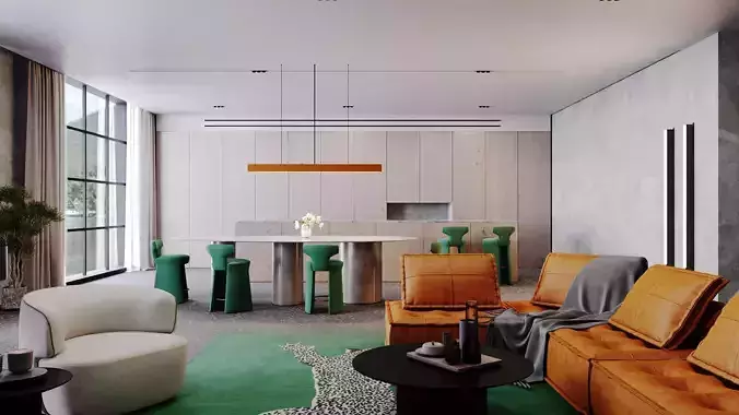 Terazzo Livingroom Design 3d Scene