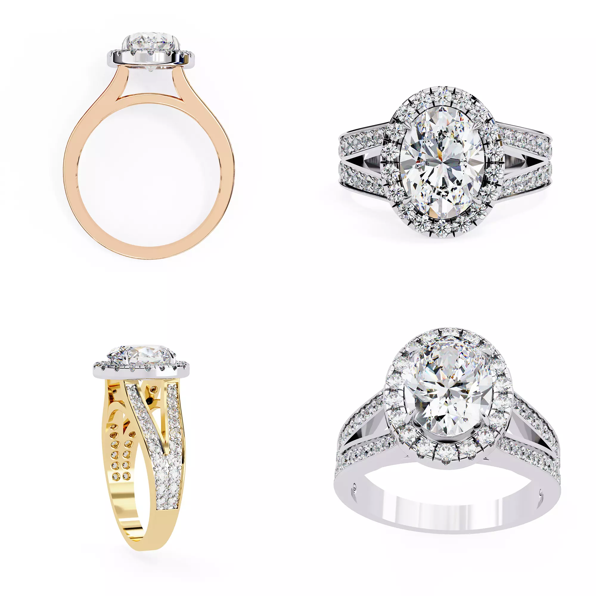 val Halo Split Shank Luxury Ring STL and 3DM Files Included 3D print model