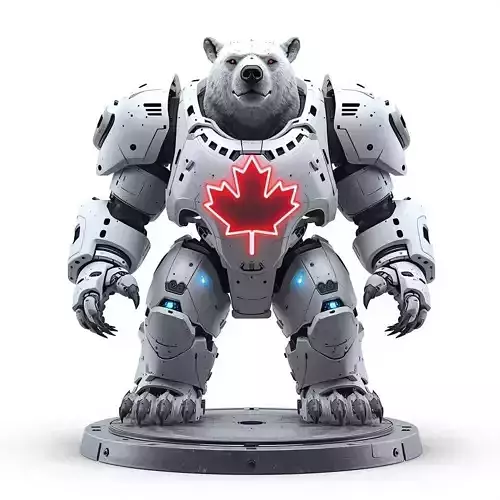 Heavy Armored Polar Bear Emblem 3D Model Canada