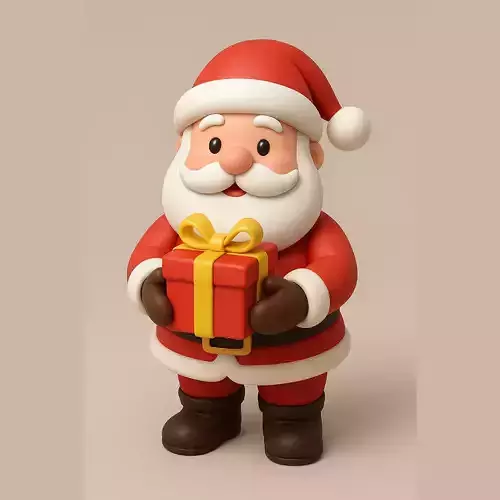 Santa Claus Holding a Gift