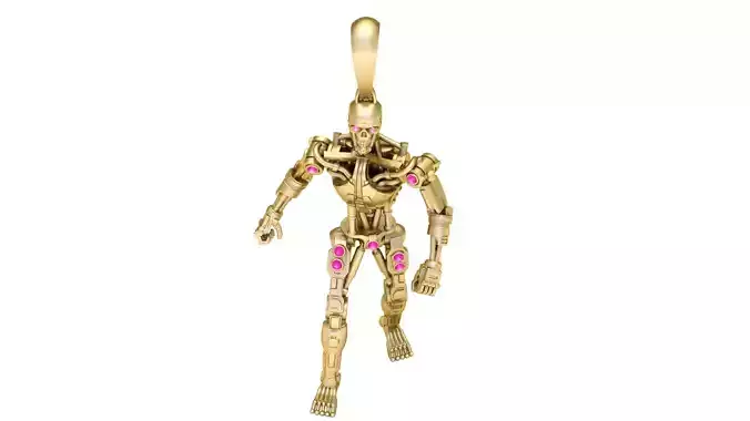 Golden Cyber Warrior Pendant 3D Printable Model