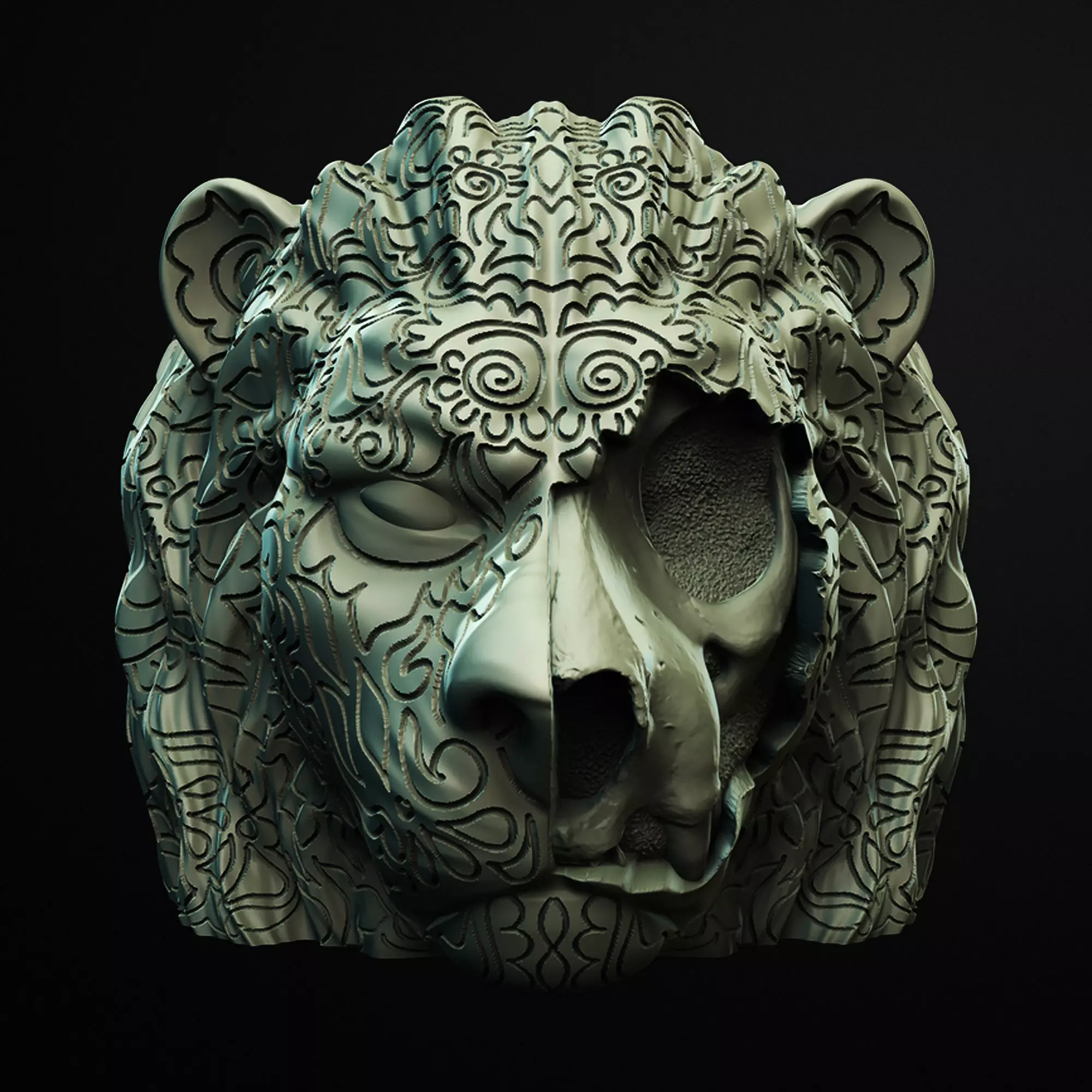 Lion Skull Planter 3D Printable STL File 3D print model