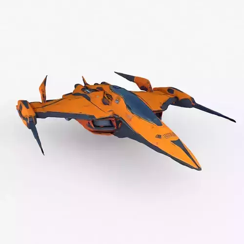 Orange Spacecraft Low Poly