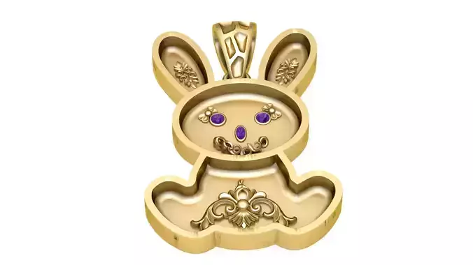 Elegant Bunny Charm Pendant  3D Printable Model