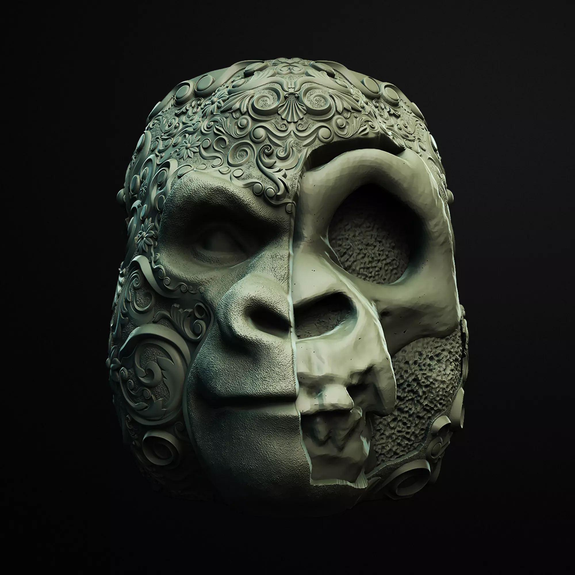 Gorilla Skull Planter 3D Printable STL File 3D print model